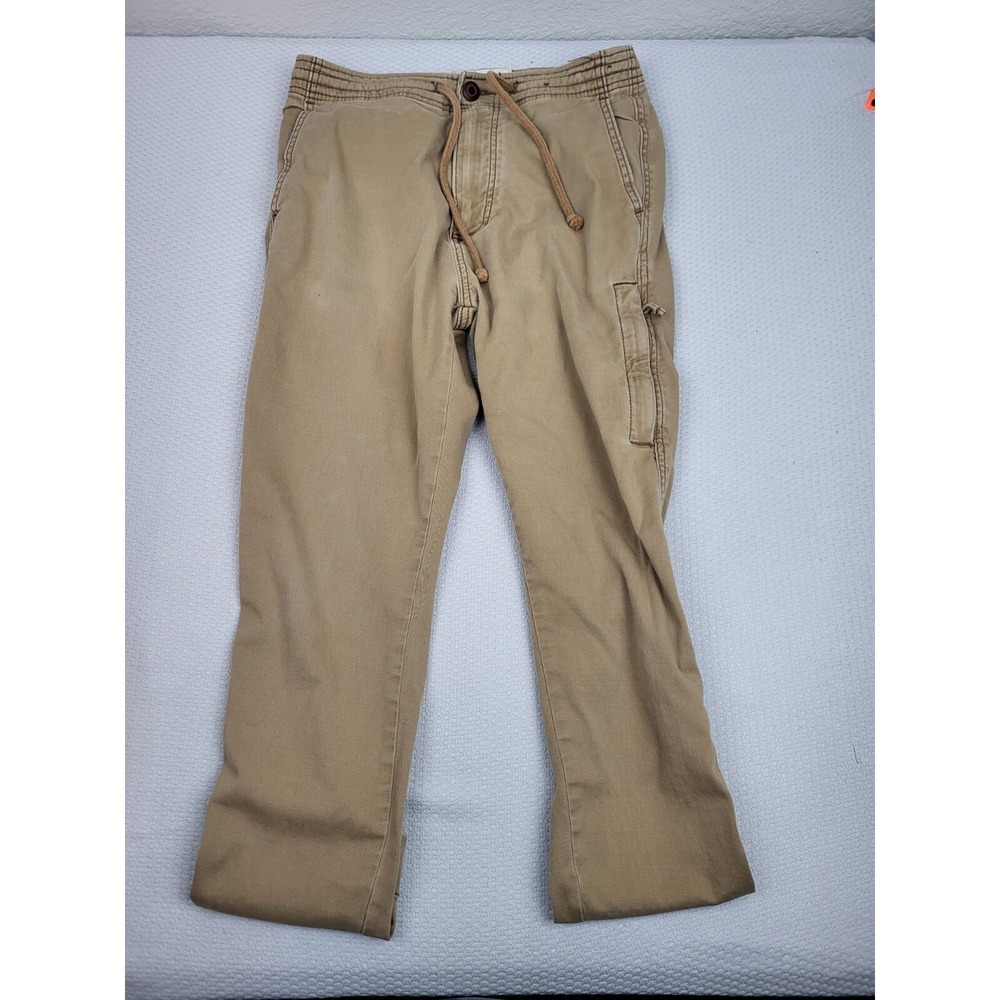 Hollister Cargo Pants Mens 30 Brown Drawstring Baggy Flip Cuff Outdoor‎ Trousers